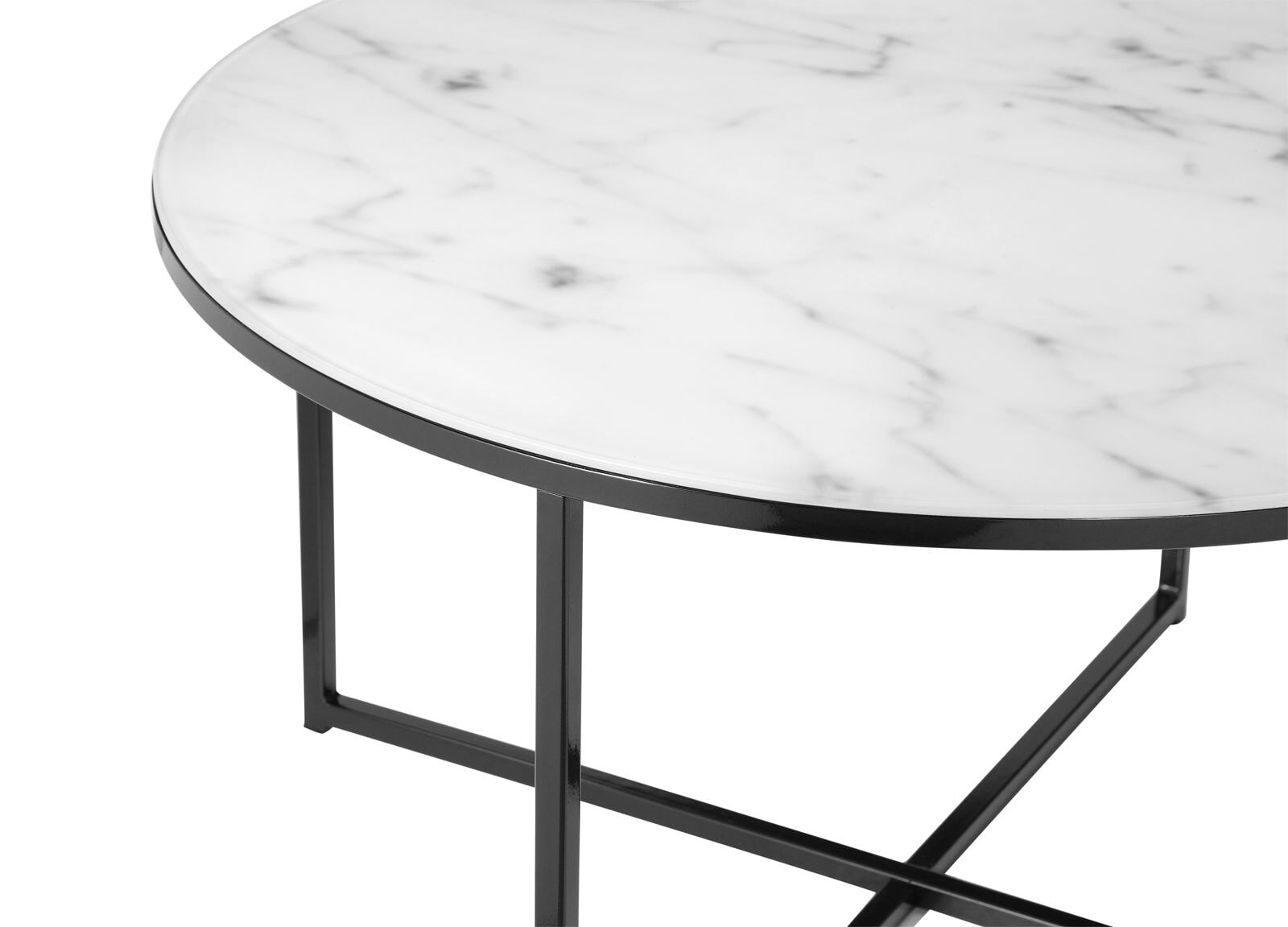 Couchtisch 80 x 80 cm rund schwarz/weiß