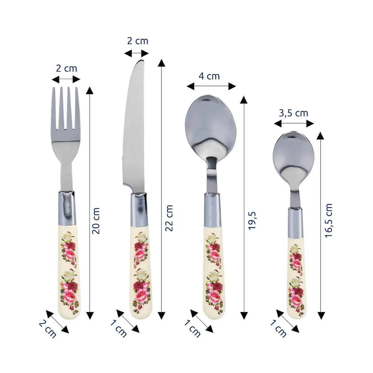 genialo - Besteckset „Rosen“, 16-teilig