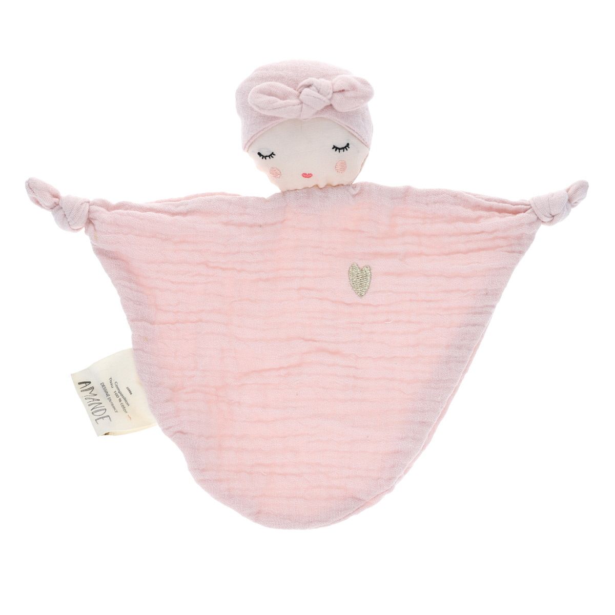 Doudou plat lutin rose Amande