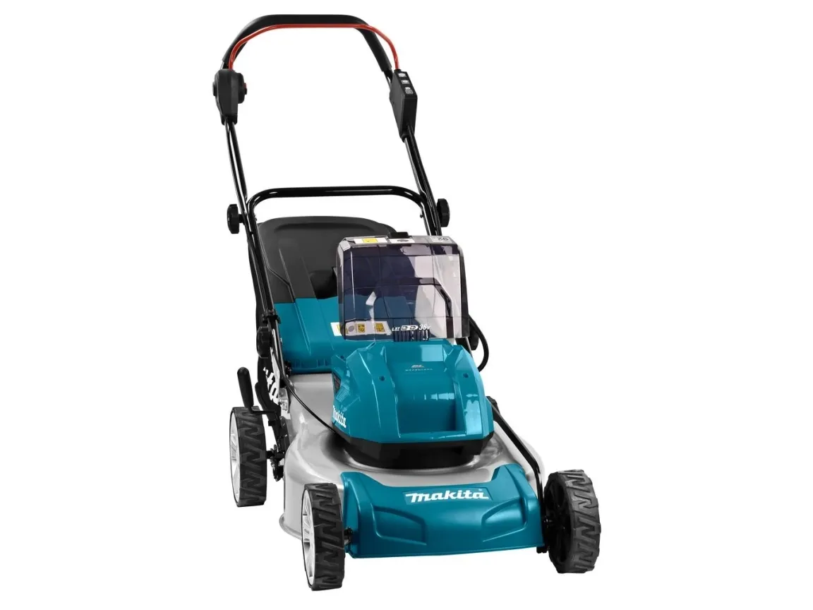 Makita Twin DLM460PT2 - Græsslåmaskine - ledningfri - 18 V - 5 Ah - 2 batterier - 2500-3300 opm - 46 cm - 25.3 kg