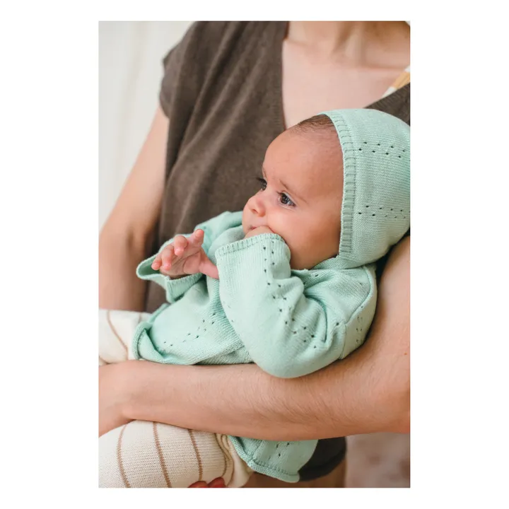 Bayiri Cache-cœur Tricot Coton Bio Moon | Vert pâle