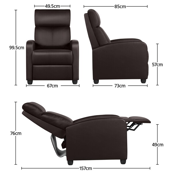 Yaheetech Relaxsessel Ruhesessel Fernsehsessel Cinemasessel Sofa Recliner Einzelsofa TV Hocker Sofa Bein-Ablage Kunstleder Braun