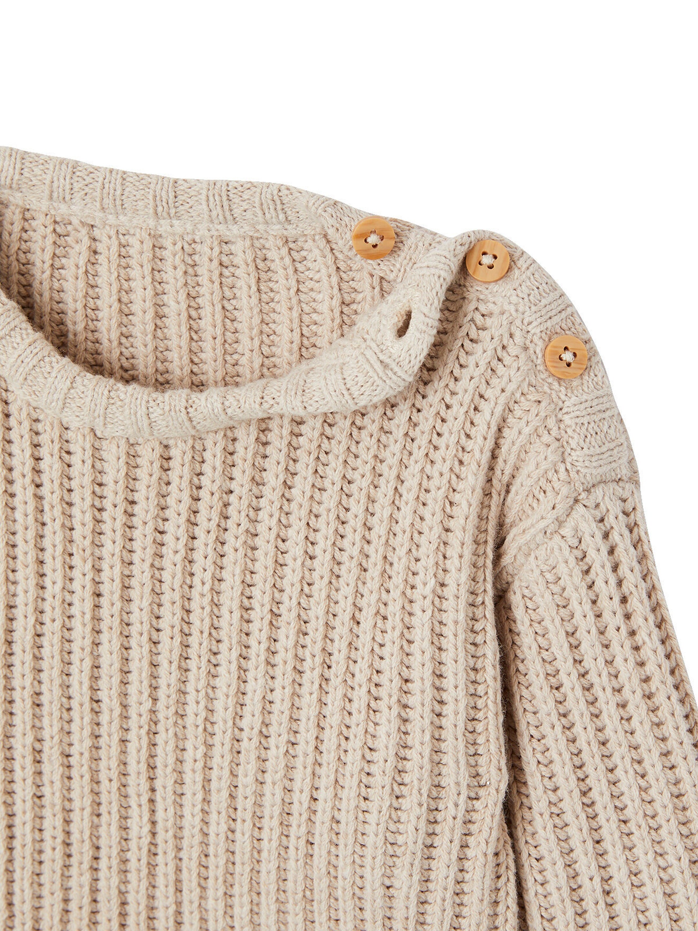 Vertbaudet Unisex Baby-Set: Pullover, Strickhose & Wickelbody beige meliert