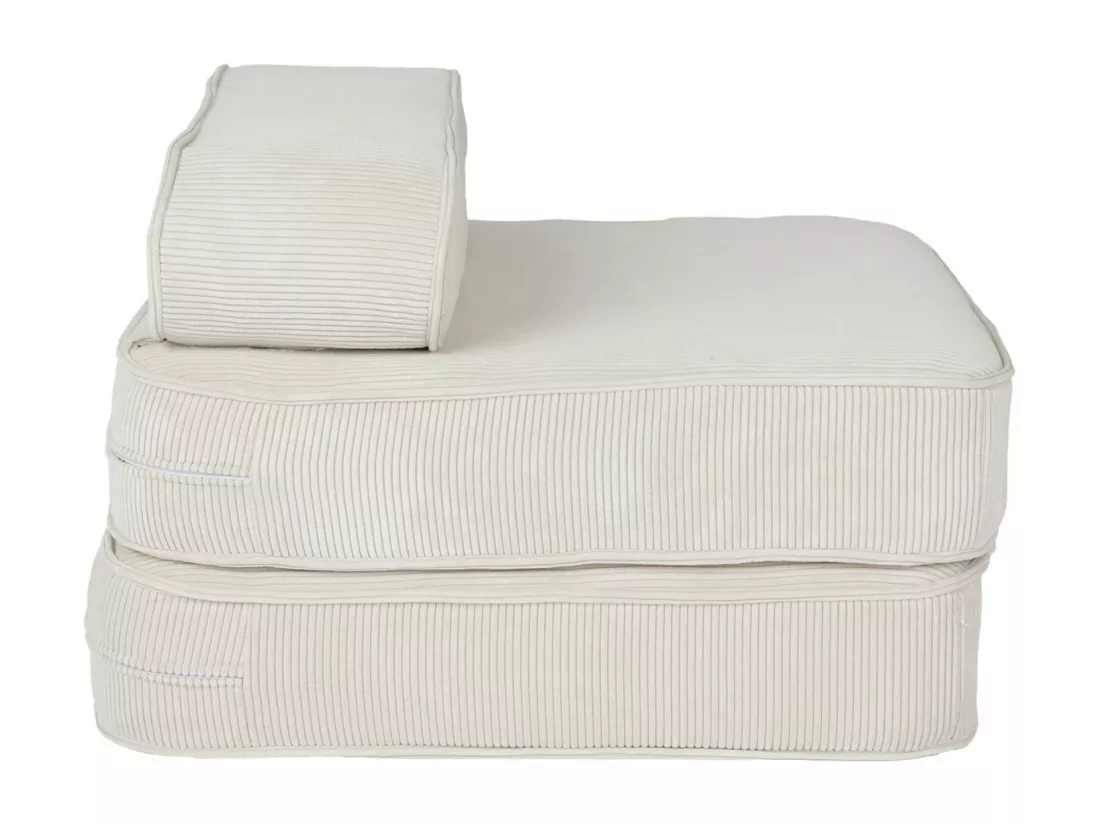 Fauteuil enfant en velours côtelé dépliable. couleur crème. L 66 x P 62 x H 43.5 cm