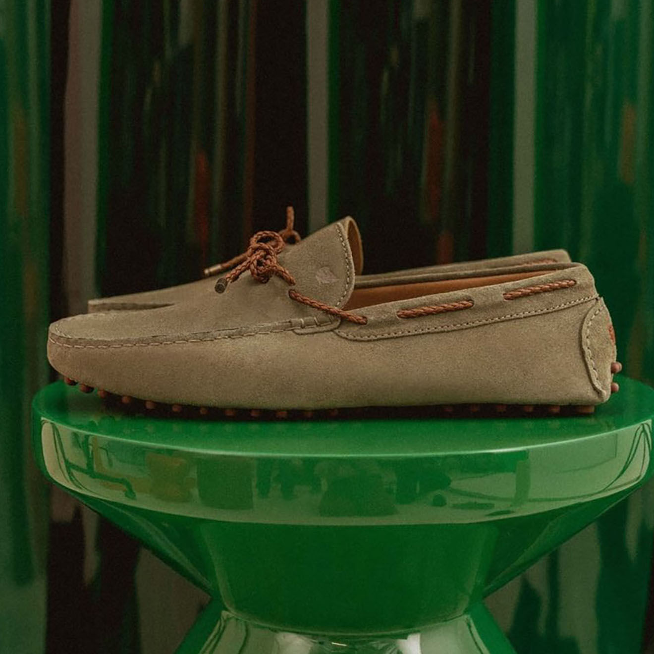 Bobbies Mocassins en Velours de Cuir Llyod verts