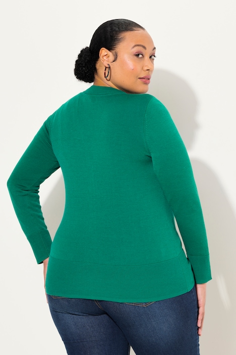 Strickjacke, V-Ausschnitt, Knopfleiste, Feinstrick