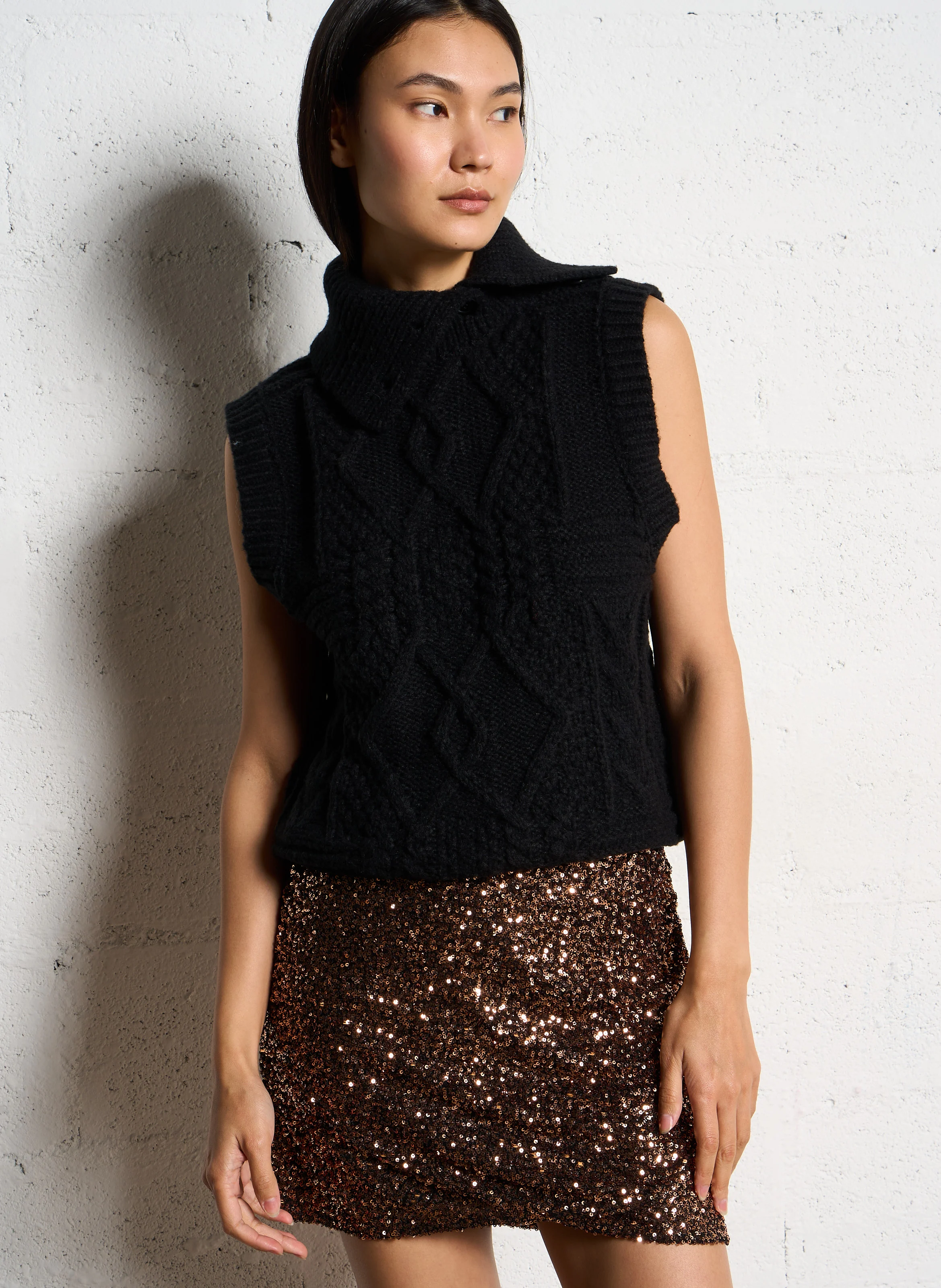 Pull col roulé| Noir