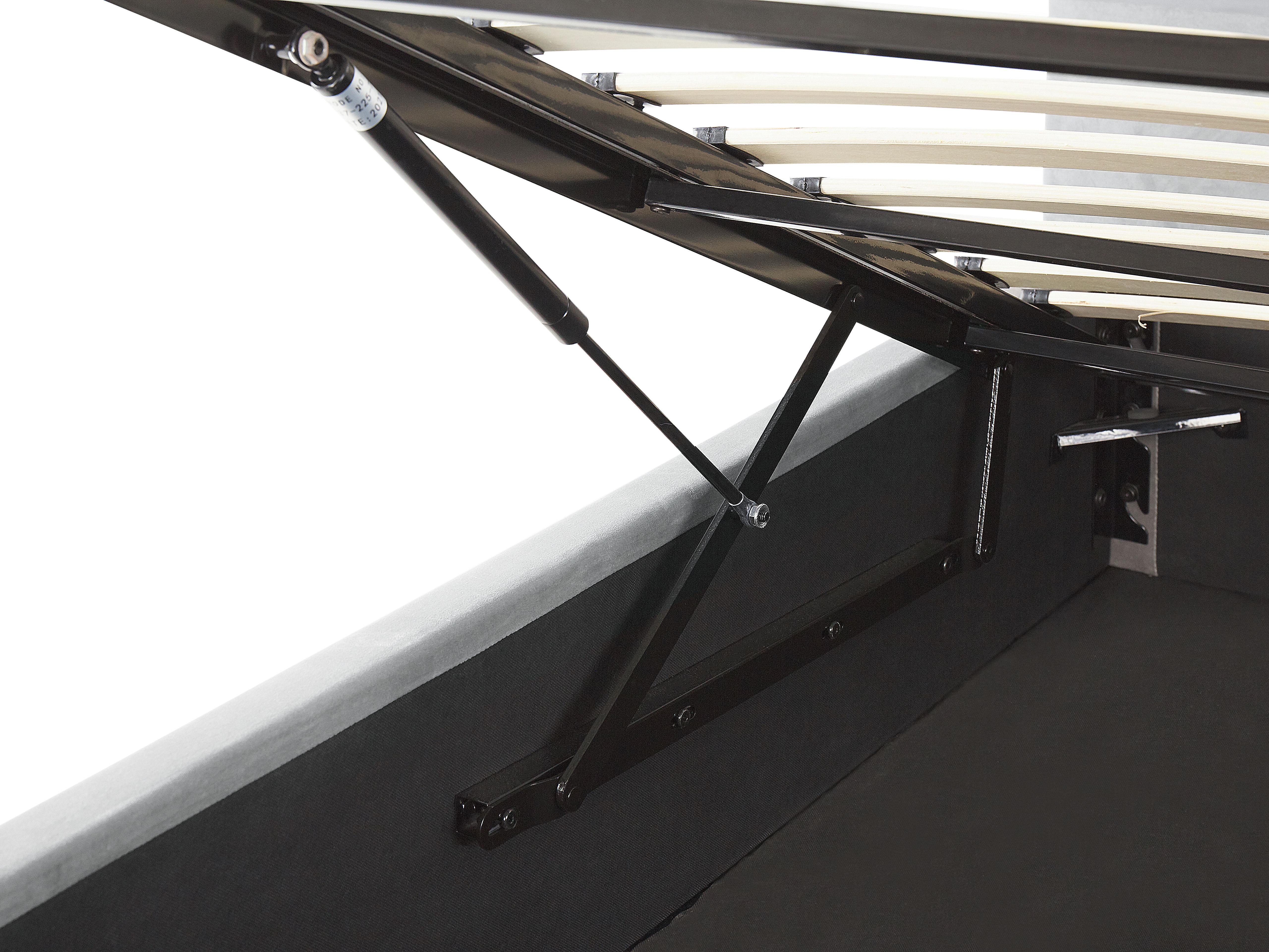Bed met opbergruimte Fluweel LORIENT 180 x 200 cm Lichtgrijs