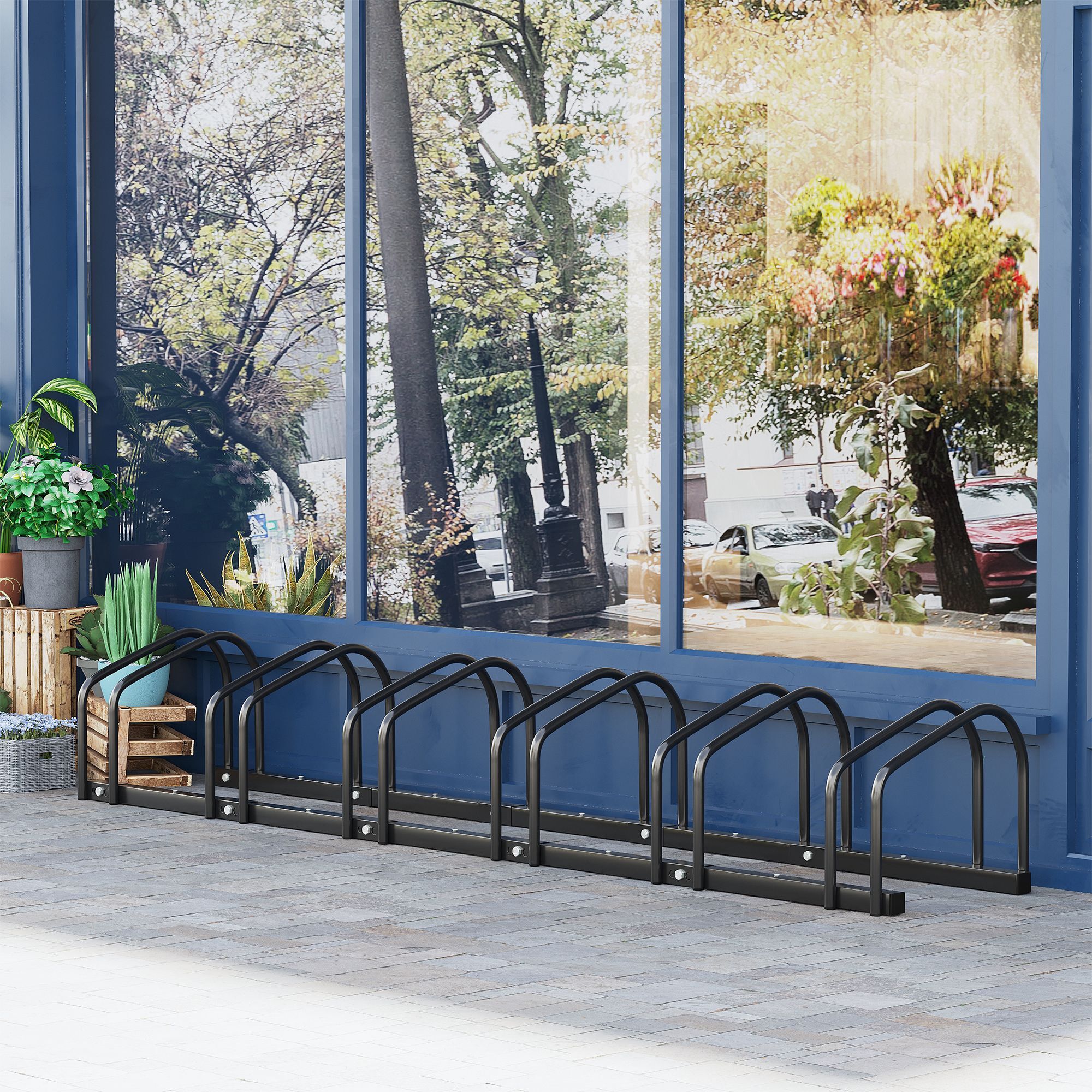 HOMCOM Fahrradhalter mit 6 Halterungen schwarz 179L x 33B x 27H cm