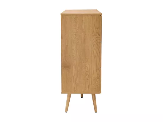 Commode finition bois clair, cannage en rotin et métal noir 3 tiroirs L100 cm MANILLE