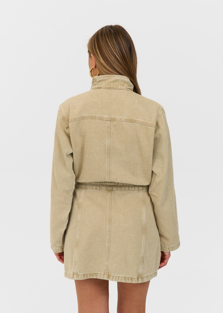 Iconic denim dress sage groen
