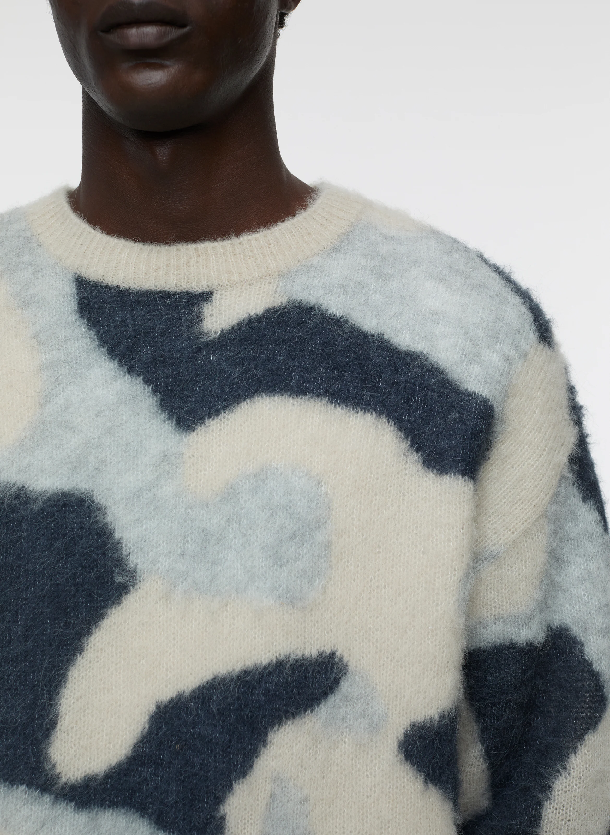 Pull imprimé en laine mélangée | Gris
