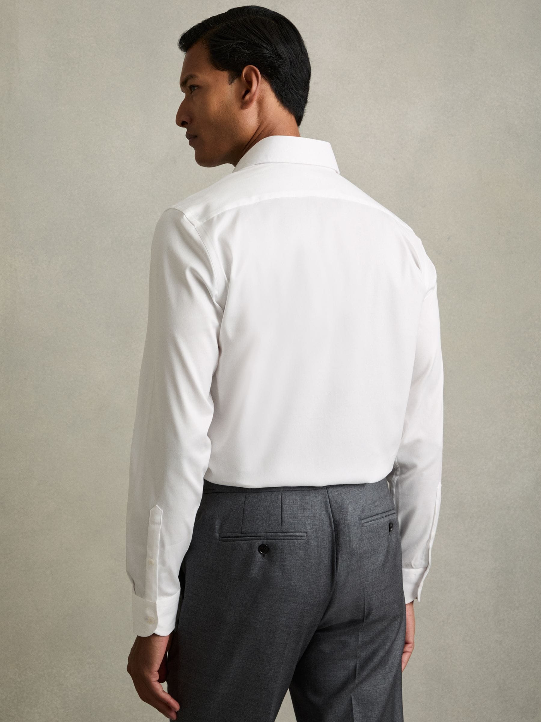 Wit - Normale Pasvorm - Reiss Bishopsgate Cotton-Tencel Stretch Shirt