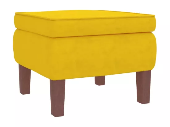 Chaise à bascule avec pieds en bois et tabouret Jaune Velours