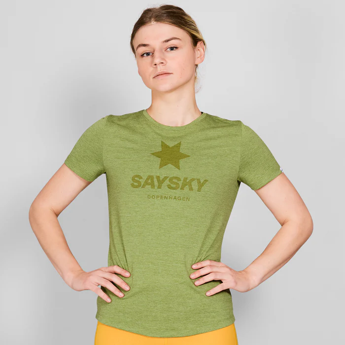 saysky logo combat t shirt dame 634 nwrss30 green melange
