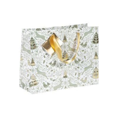 Clairefontaine Dans les bois - Sac cadeau shopping - 32 cm x 13 cm x 24,5 cm - vert