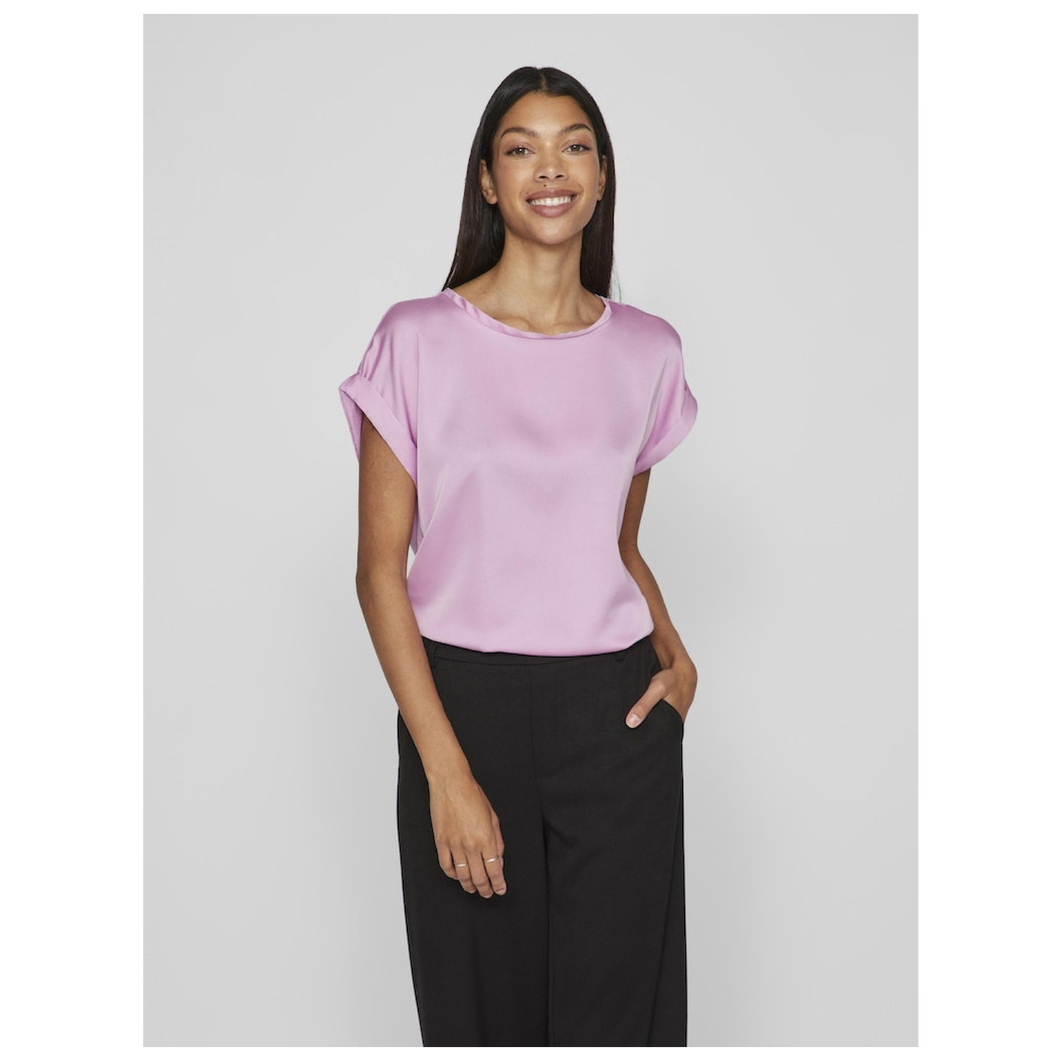 Vila VIELLETTE S/S SATIN TOP - NOOS