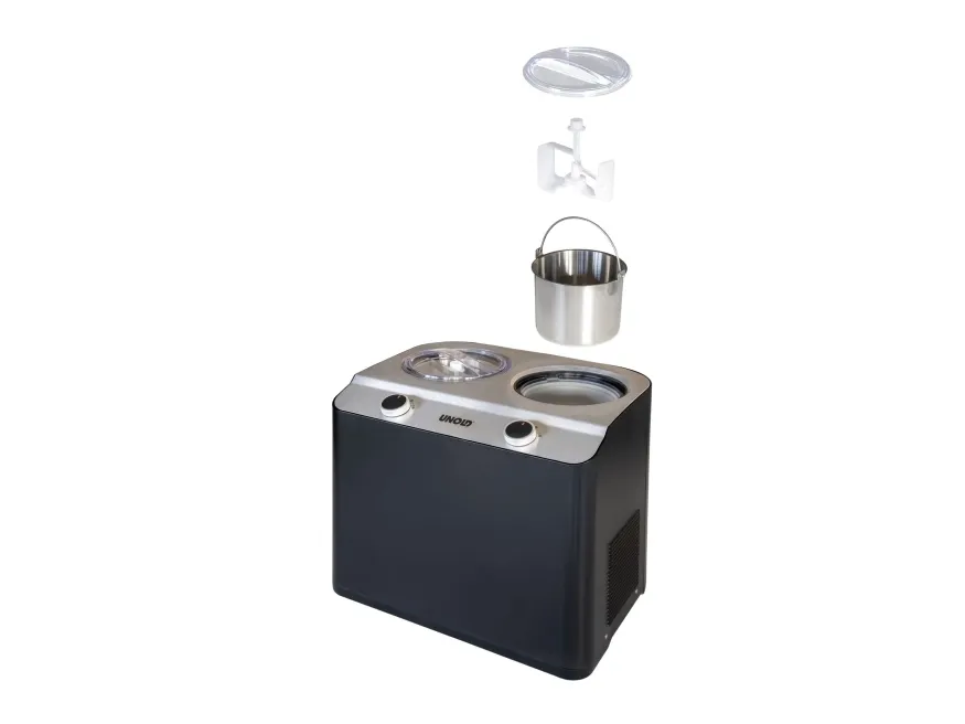 Unold Doppio, Kompressor ismaskine, 2,4 L, 2 skåle, Sort, Satin stål, 30 min., 1,15 m