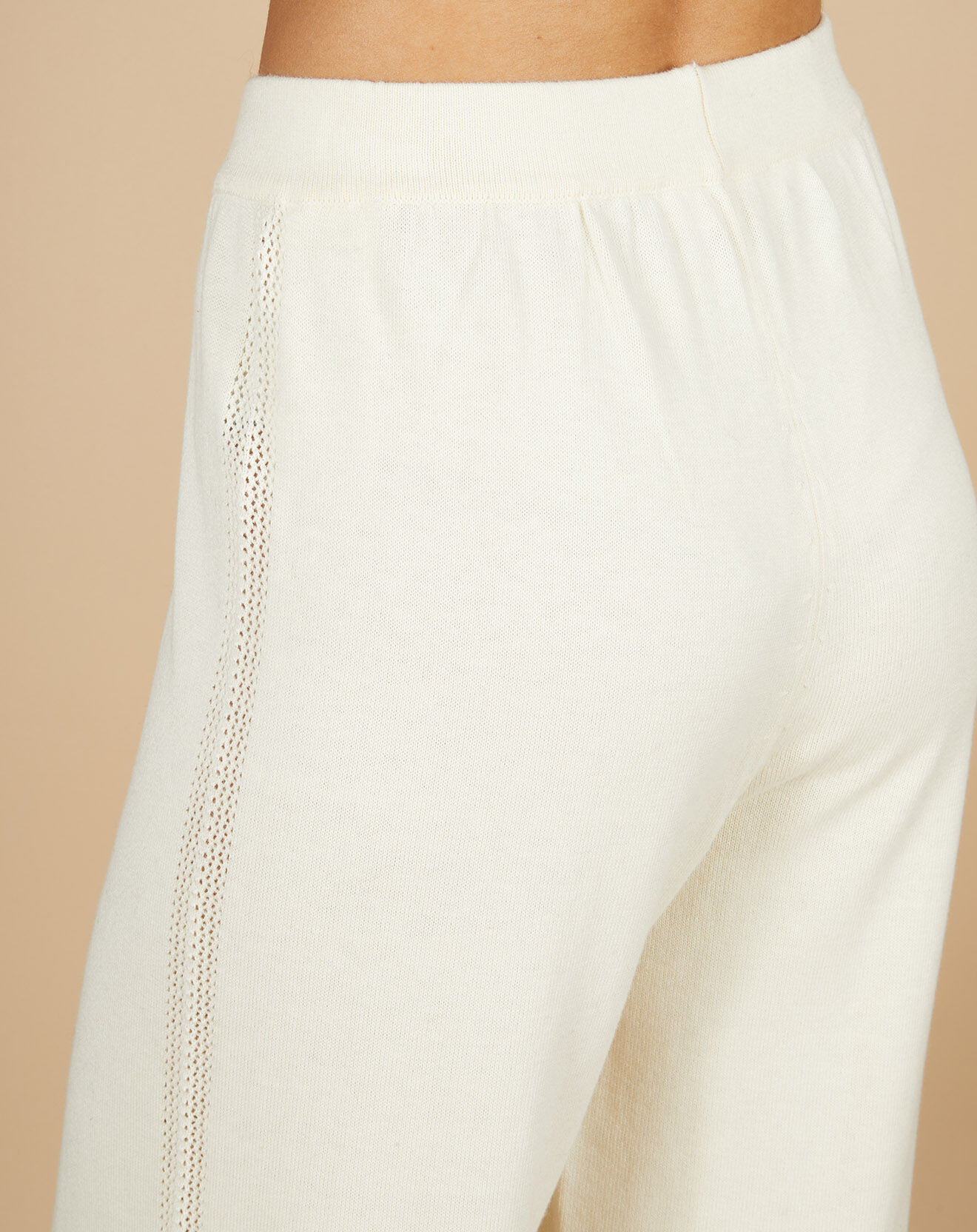 Cashmere Tribu Pantalon en Coton & Cachemire Salomé blanc cassé