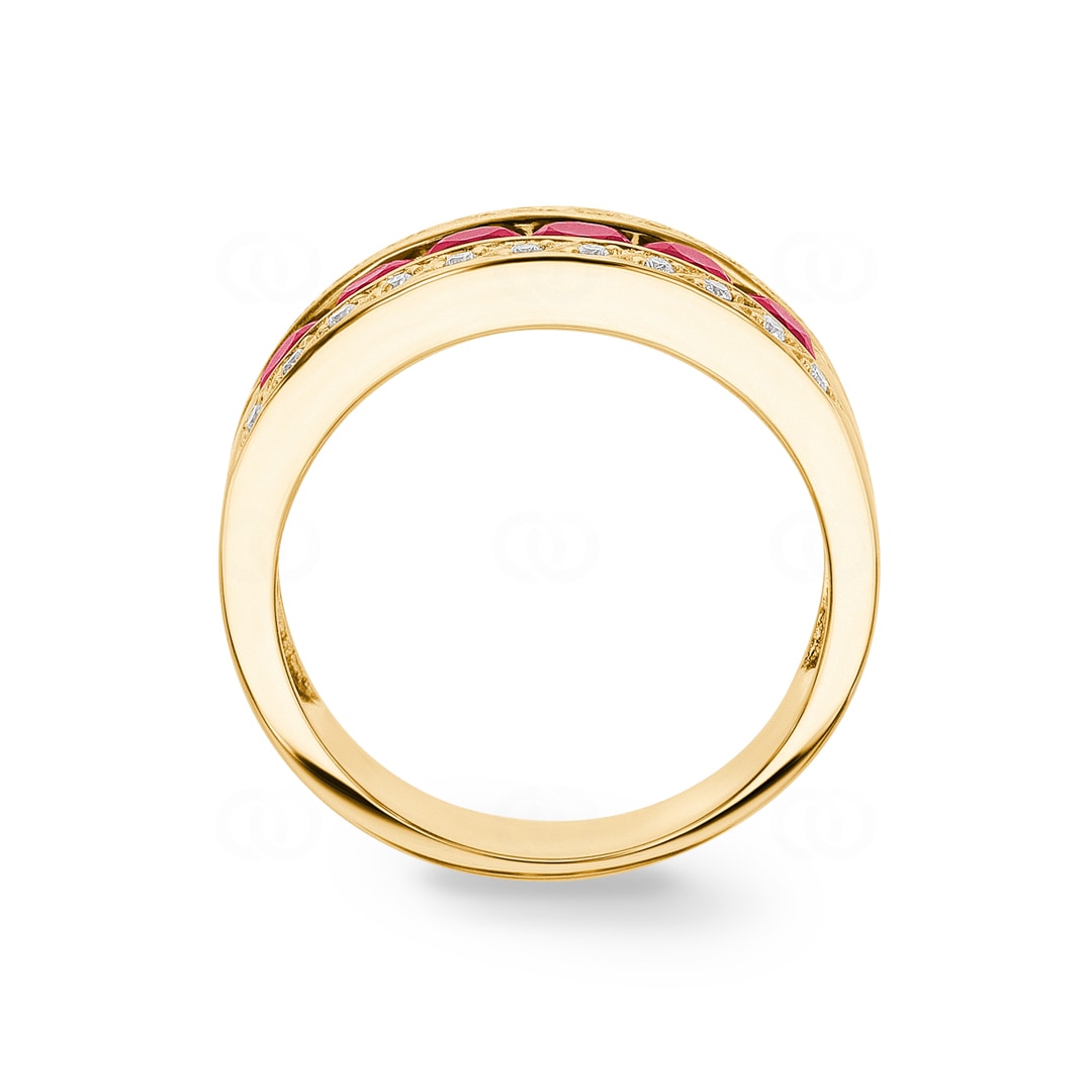 Rubinring 750/18 K Gelbgold mit Diamanten 0.14 ct H/si