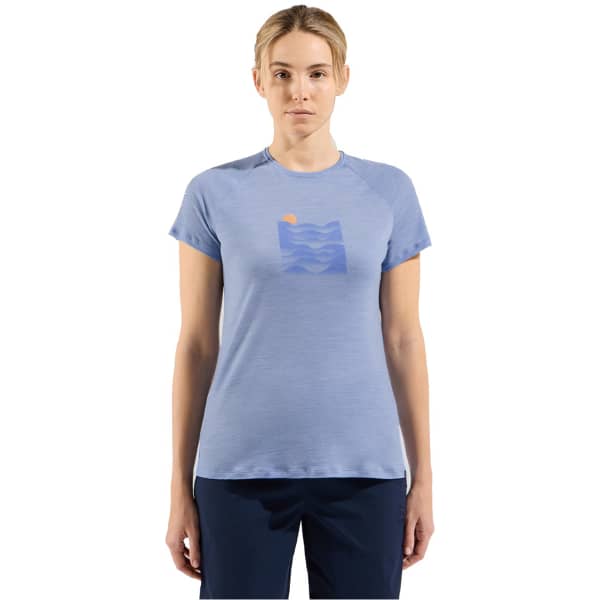 T-shirt randonnée ODLO W ASCENT PW 130 SUNSET CREW NECK S/S BLUE HERON MELANGE