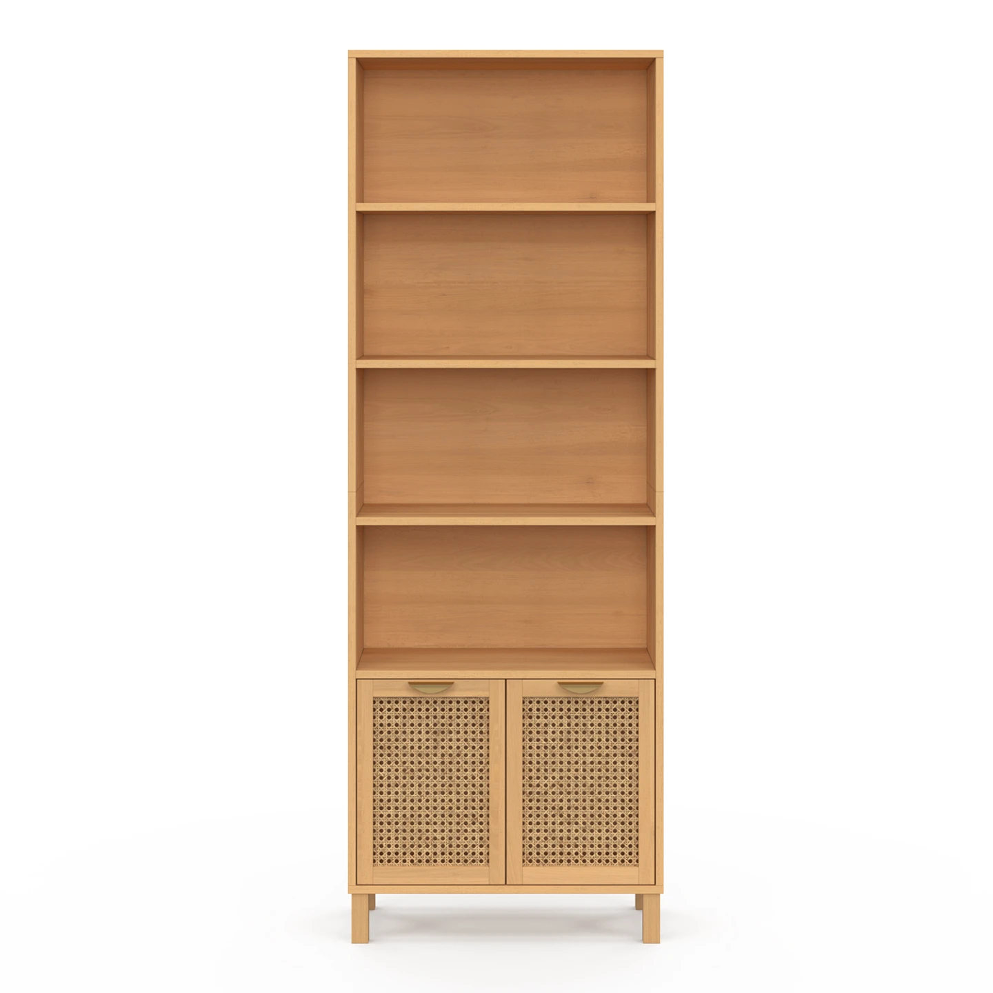 Etagère bibliothèque 4 niveaux avec placard EDHEN cannage et bois