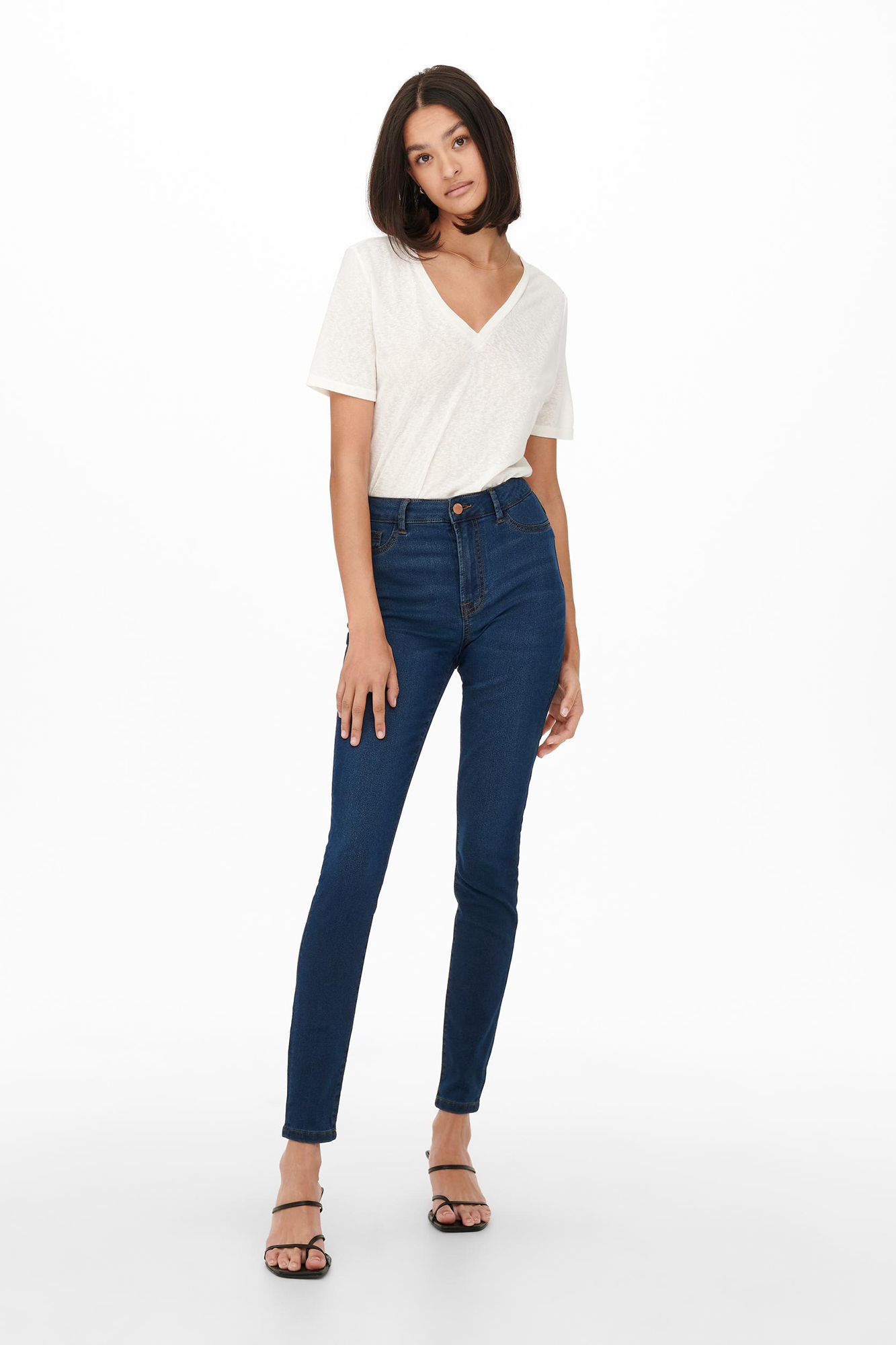 Calça jeans skinny de cintura alta