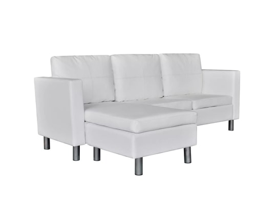 VIDAXL - Canapé sectionnel à 3 places cuir synthétique blanc