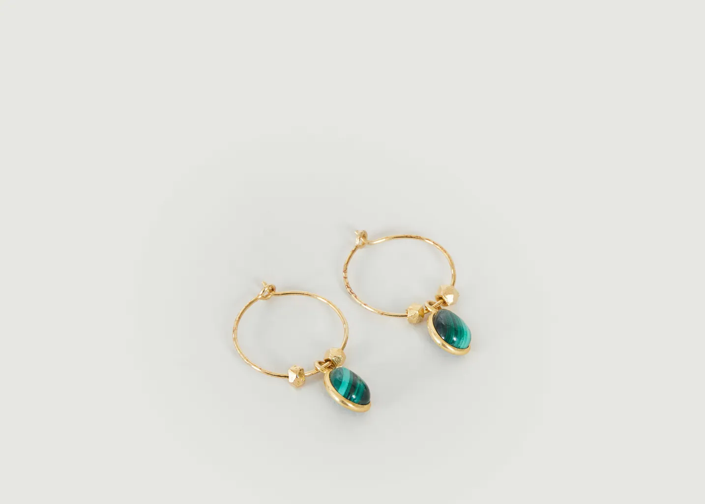Boucles d'oreilles créoles avec malachite Mini Bindi Wildstone Paris