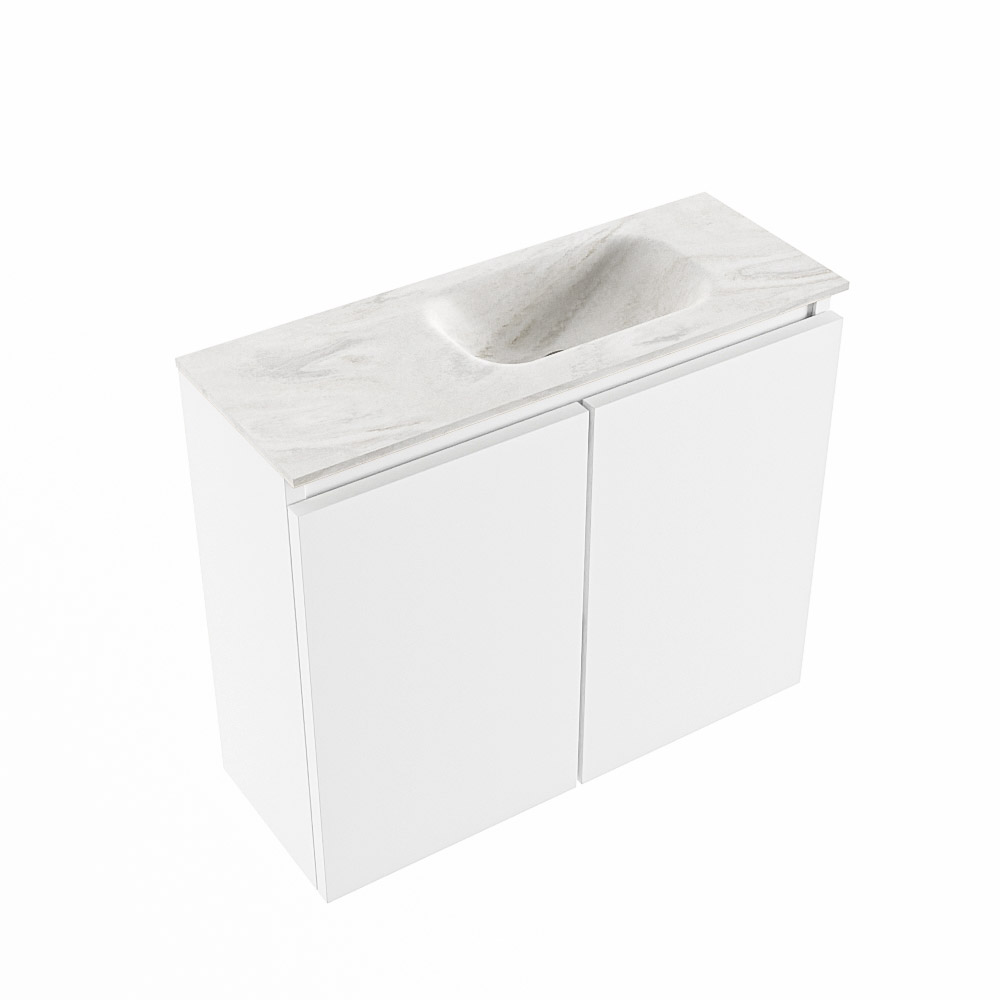 Mondiaz Ture DLux toiletmeubel 60cm talc met wastafel ostra rechts met kraangat