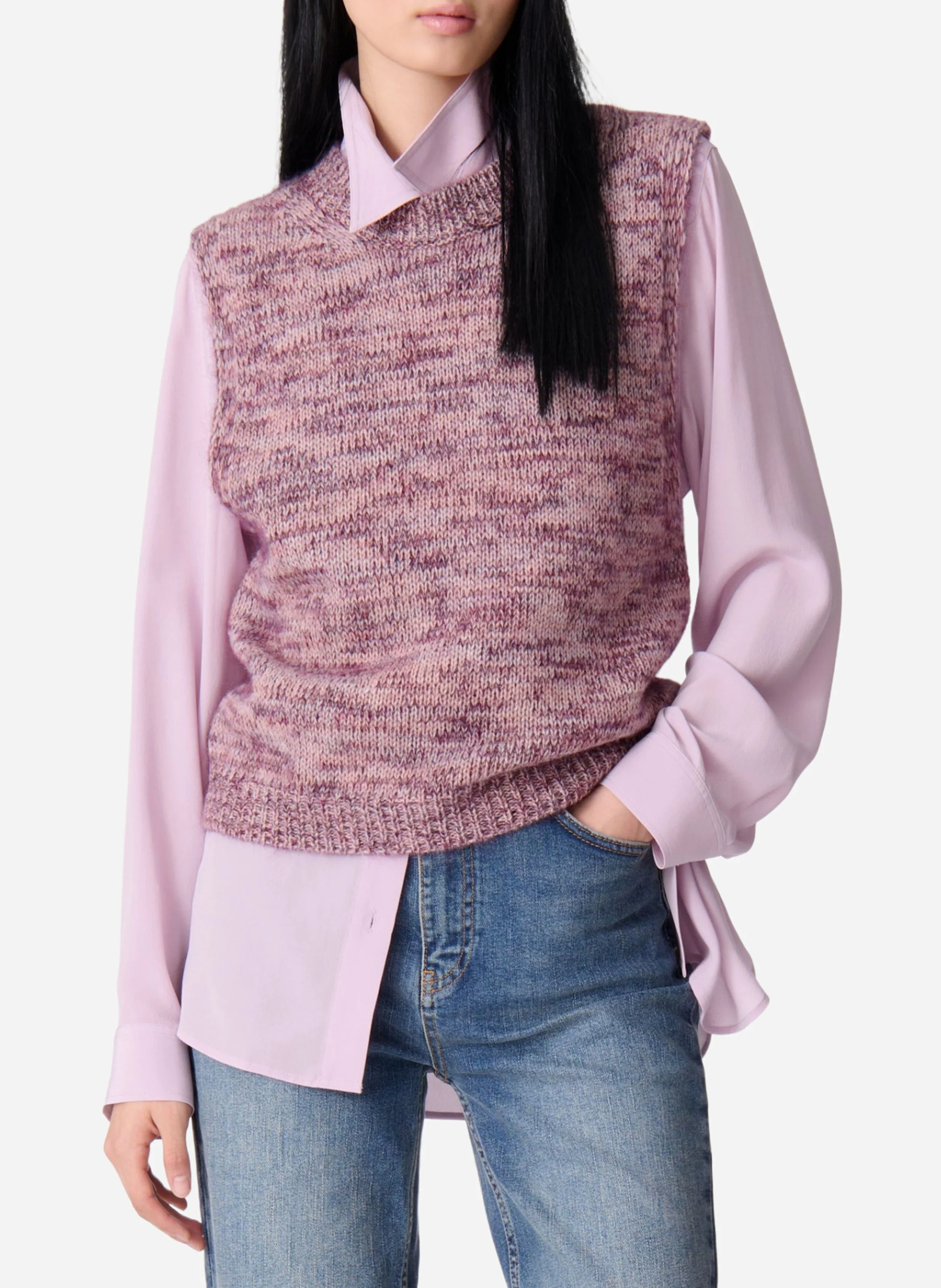 ELOISE - Pull sans manches en laine mélangée| Violet