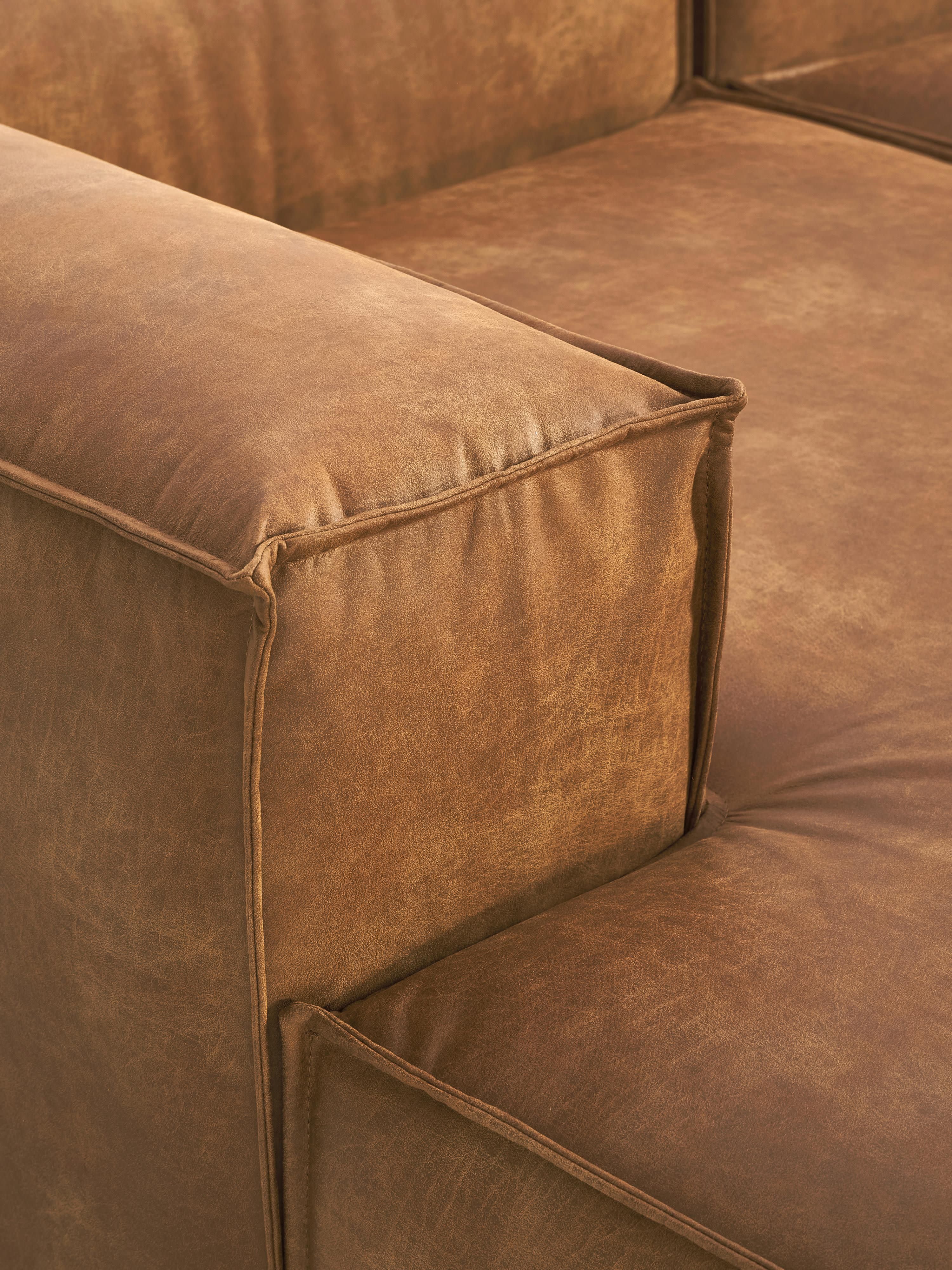 Modulaire U-bank Lennon van gerecycled leer