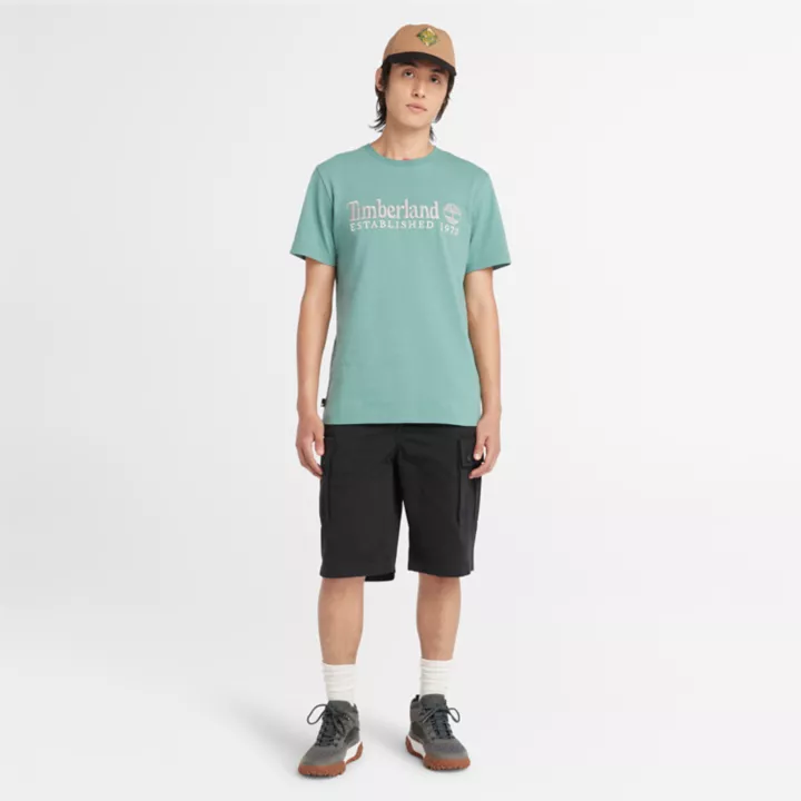 T-shirt à manches courtes et logo pour homme en bleu sarcelle