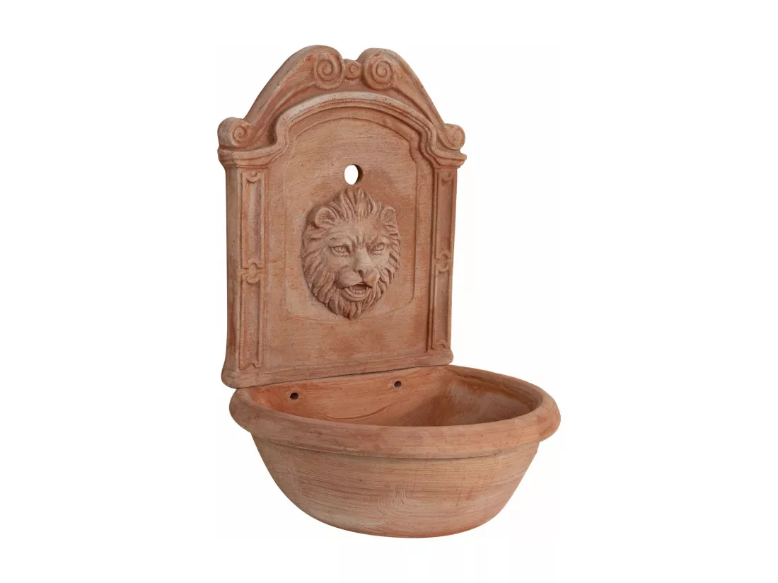 BISCOTTINI Fontaine Murale - Finition Terre Cuite Toscane - Jardin - Mobilier Mural - Terrasse - Décorative - 45x37x65cm