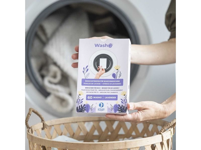 Washo Waschstreifen Lavendel 60 Stück Praktische Waschmittelstreifen mit blumigem Duft