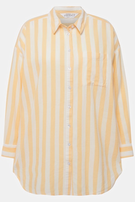 Hemd, oversized, Streifen, Hemdkragen, Langarm