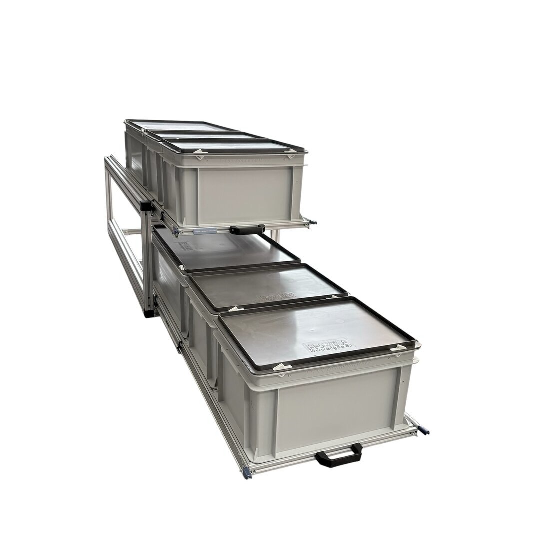Schuifframe dubbel 120x40 cm - 6 gesloten bakken