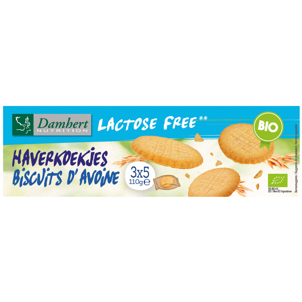 3x Damhert Haverkoekjes Biologisch Lactosevrij110 gr