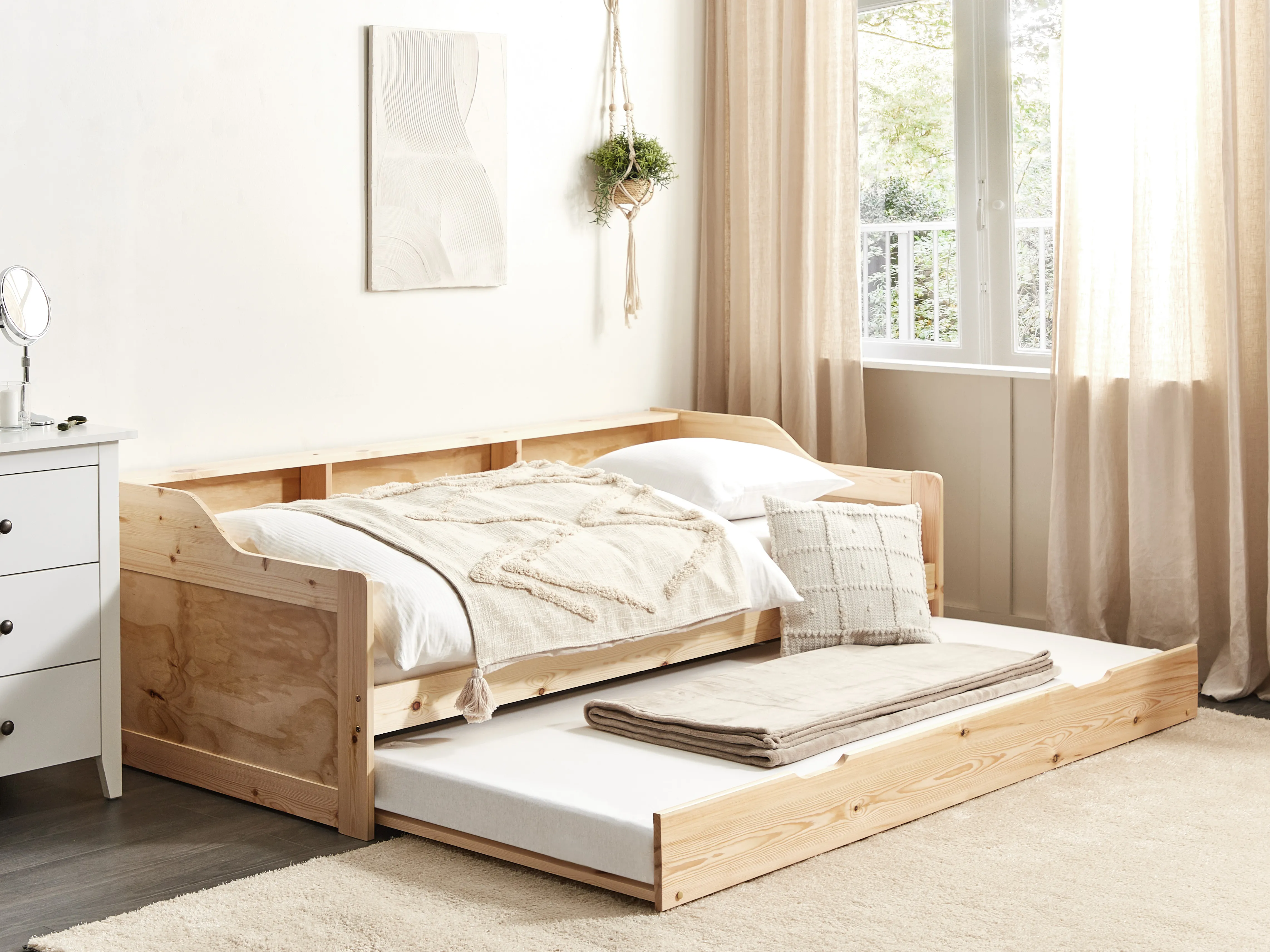 Onderschuifbed Dennenhout EDERN 90 x 200 cm Lichtbruin