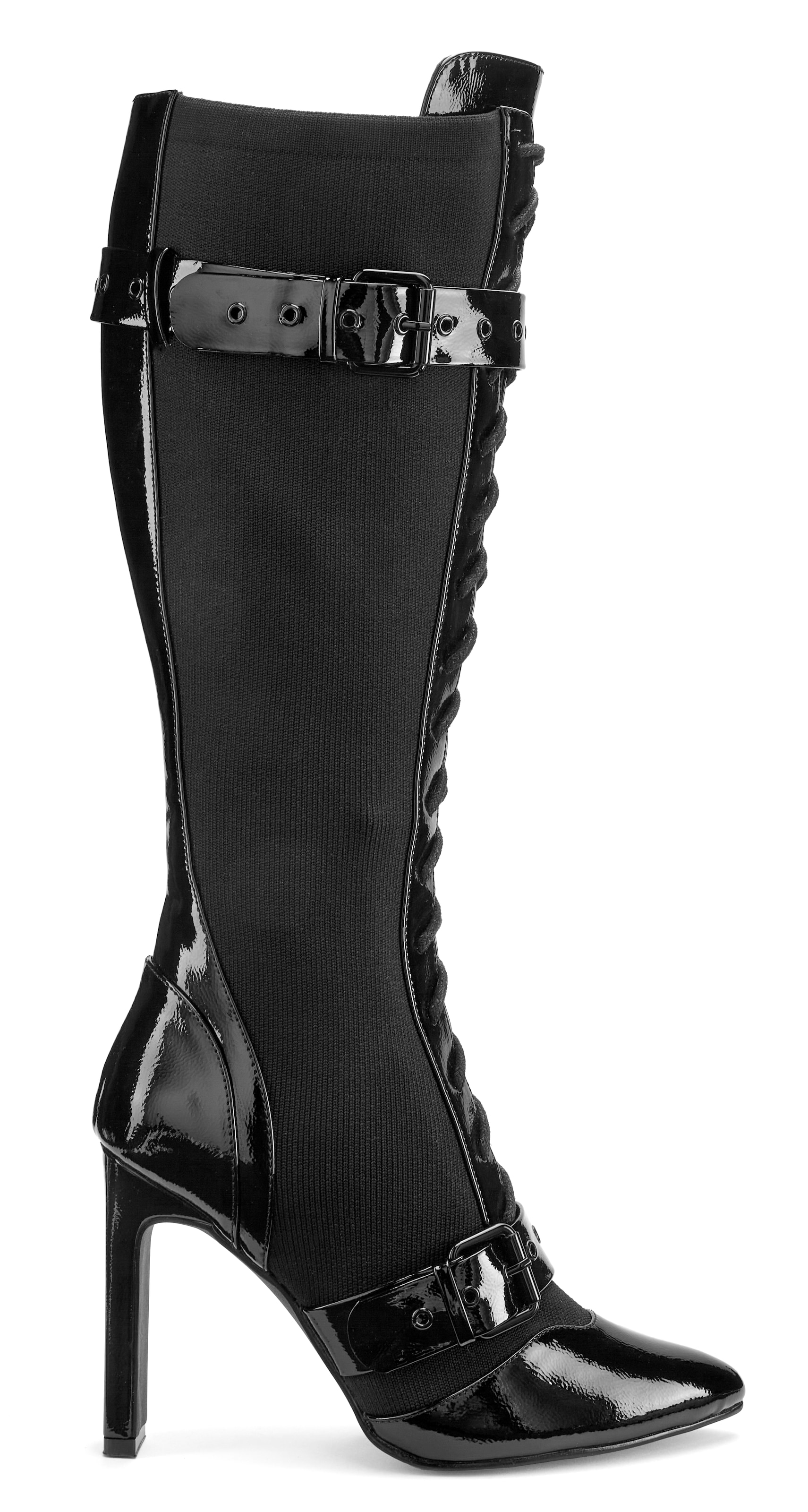 LASCANA Belle Affaire High-Heel-Stiefel »Schnürstiefel mit elastischem Schaft«  Erotische Lack-Optik, High-Heel-Stiefelette