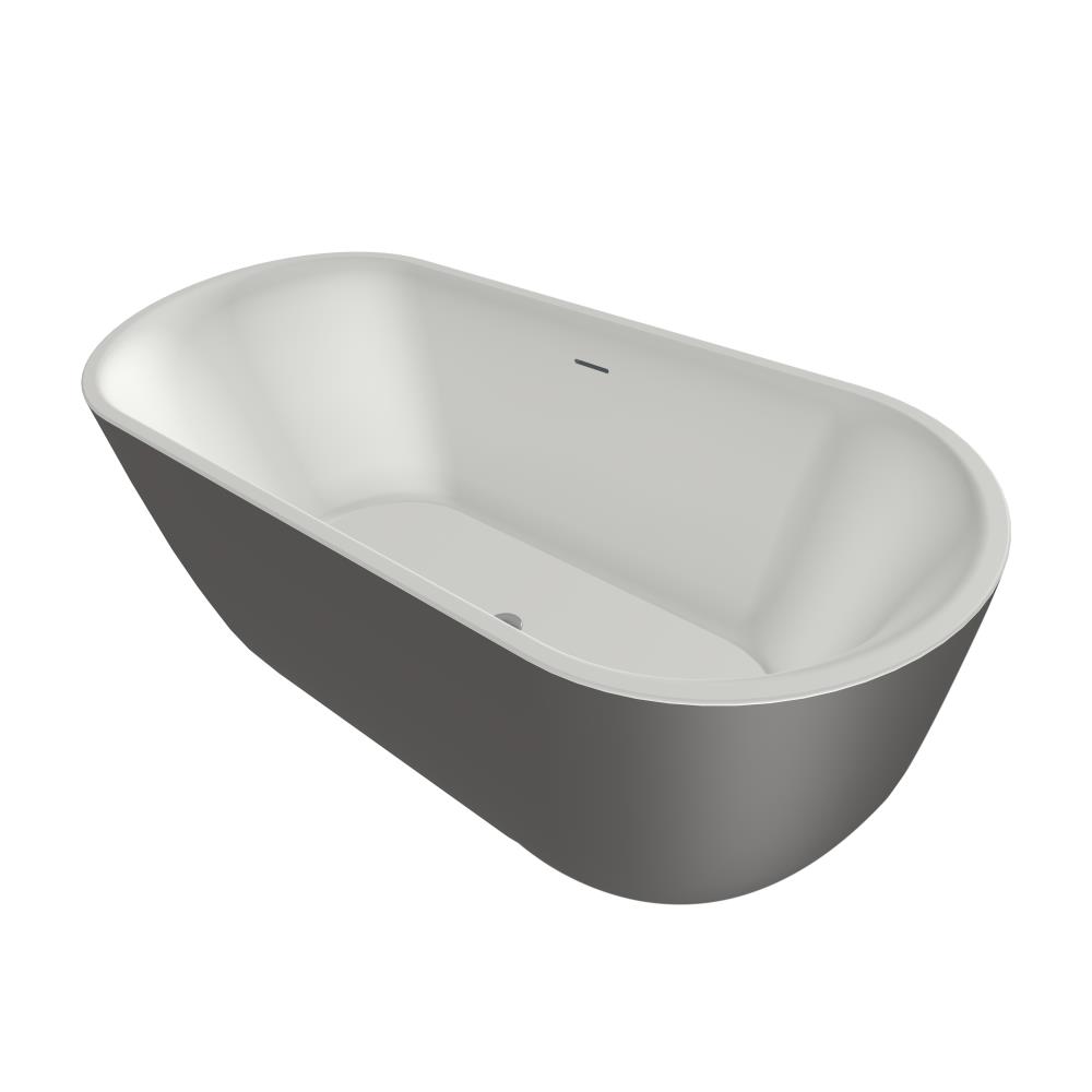 Xenz Humberto vrijstaand bad solid surface 170x70x65cm grafiet/wit