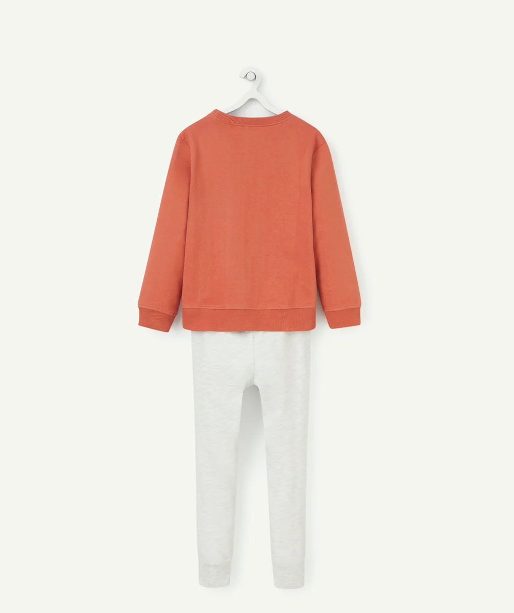 PYJAMA GARÇON EN FIBRES RECYCLÉES ORANGE ET GRIS THÈME ÉGYPTIEN