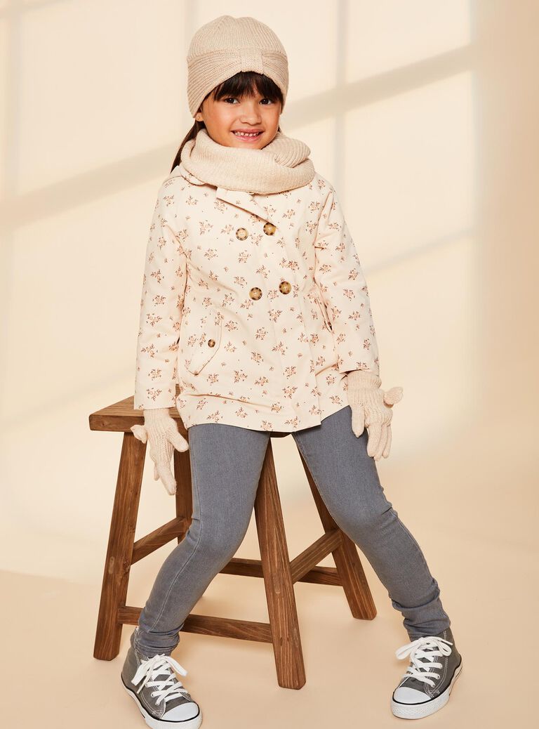 Parka beige 3 en 1 à fleurs