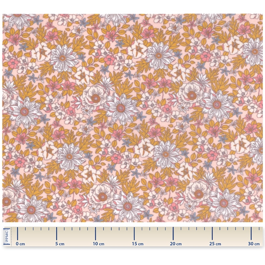 Tissu Enduit Au Mètre Ex2356 Fleuri Vintage Moutarde