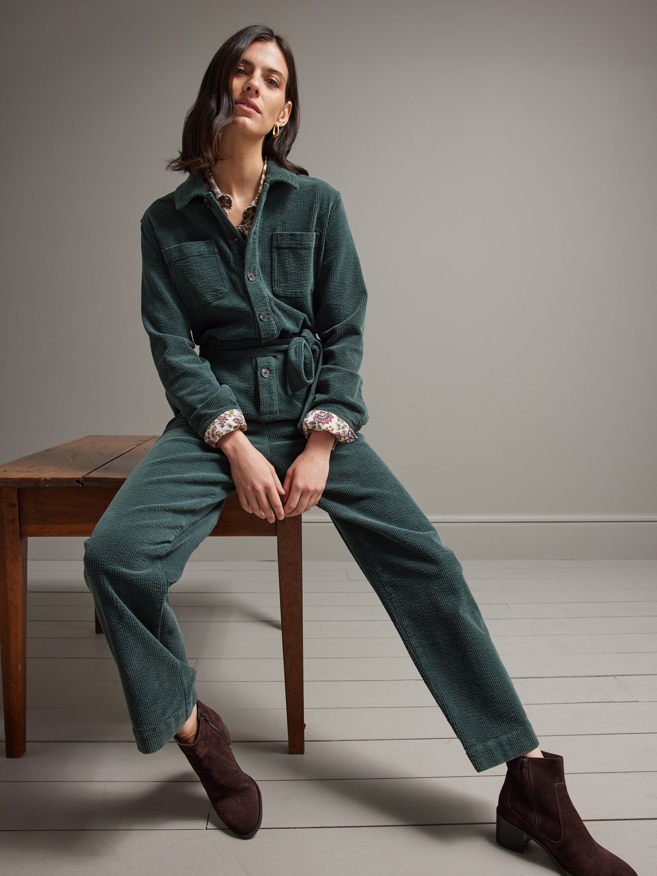 Combinaison-pantalon femme velours gaufré