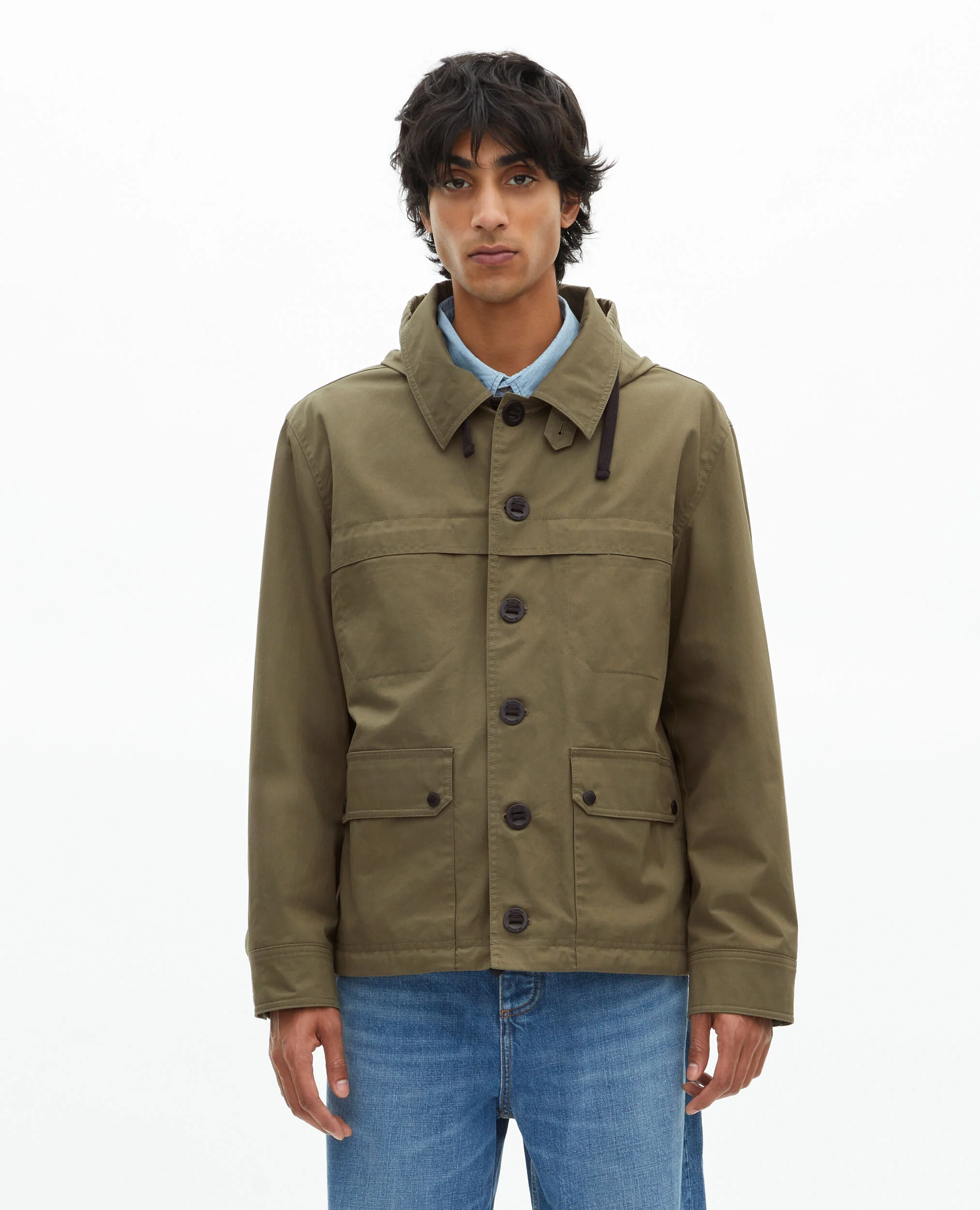 Parka courte à capuche kaki