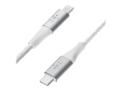 Belkin BoostCharge - Lightning-kabel - 24 pin USB-C han til Lightning han - 2 m - hvid - USB Power Delivery (18 W)