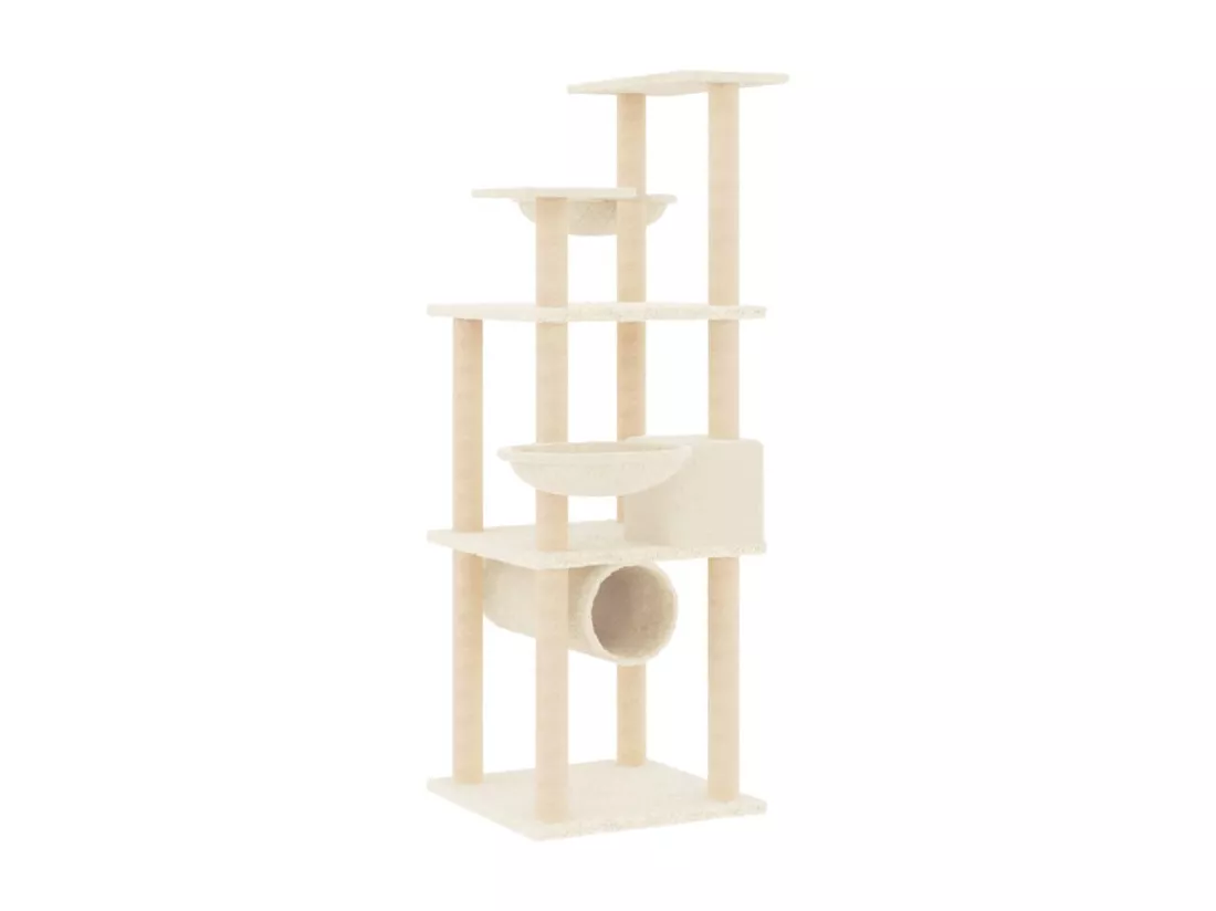 Arbre à chat avec griffoirs en sisal crème 141 cm