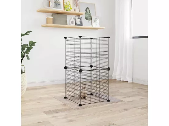Cage animaux de compagnie à 8 panneaux Noir 35x35 cm Acier