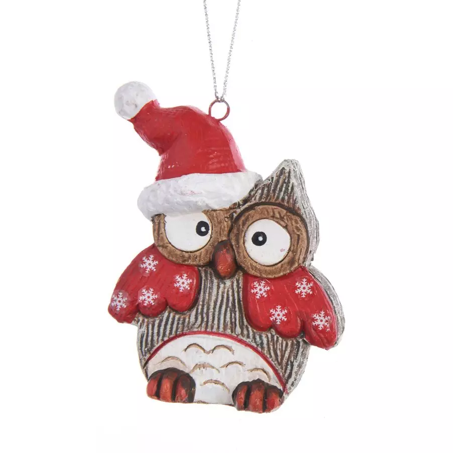 Chouette à suspendre (H7,5 cm) Elie Rouge